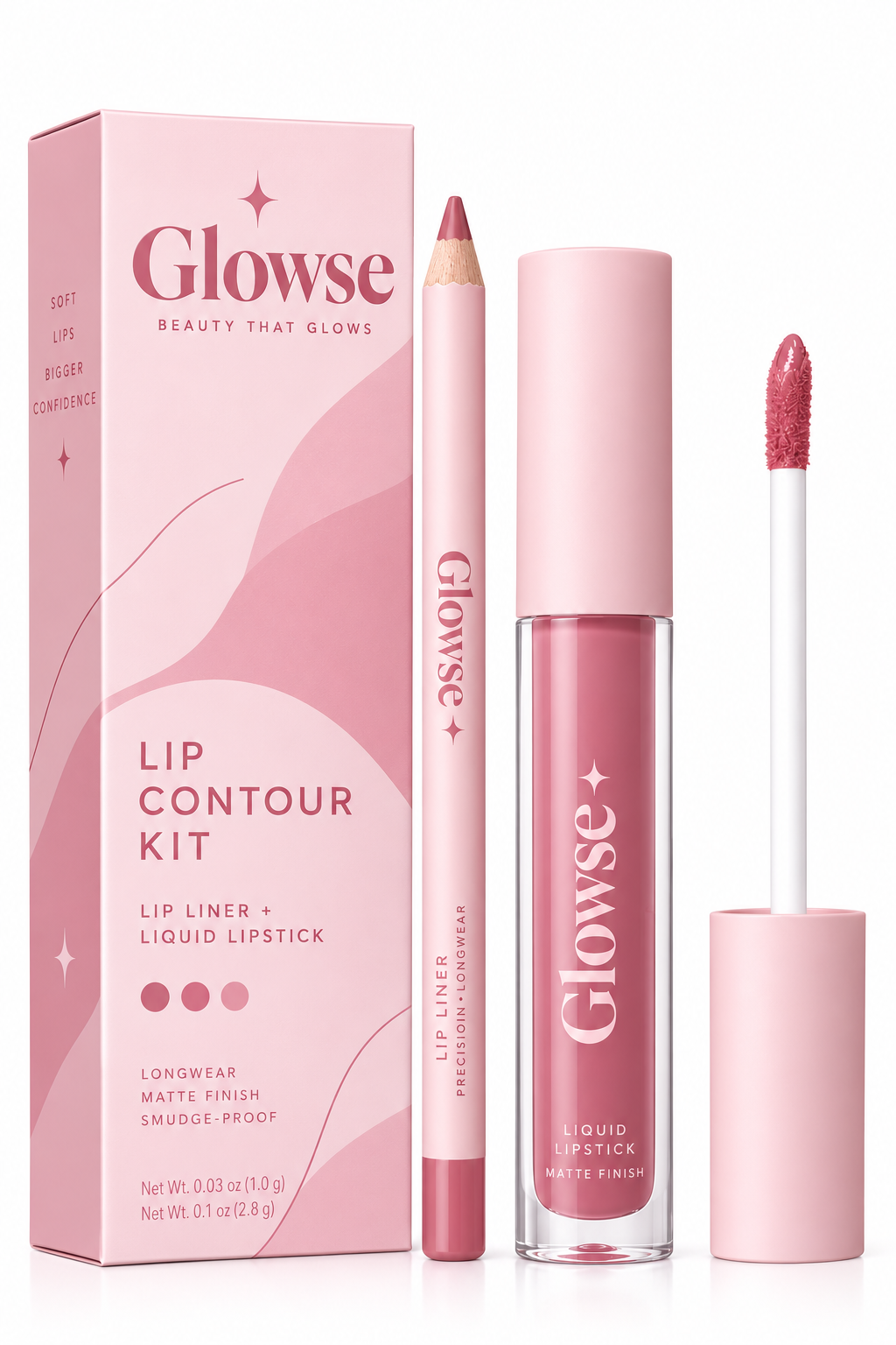 Glowse Lip Duo – Lip Liner + Liquid Lipstick